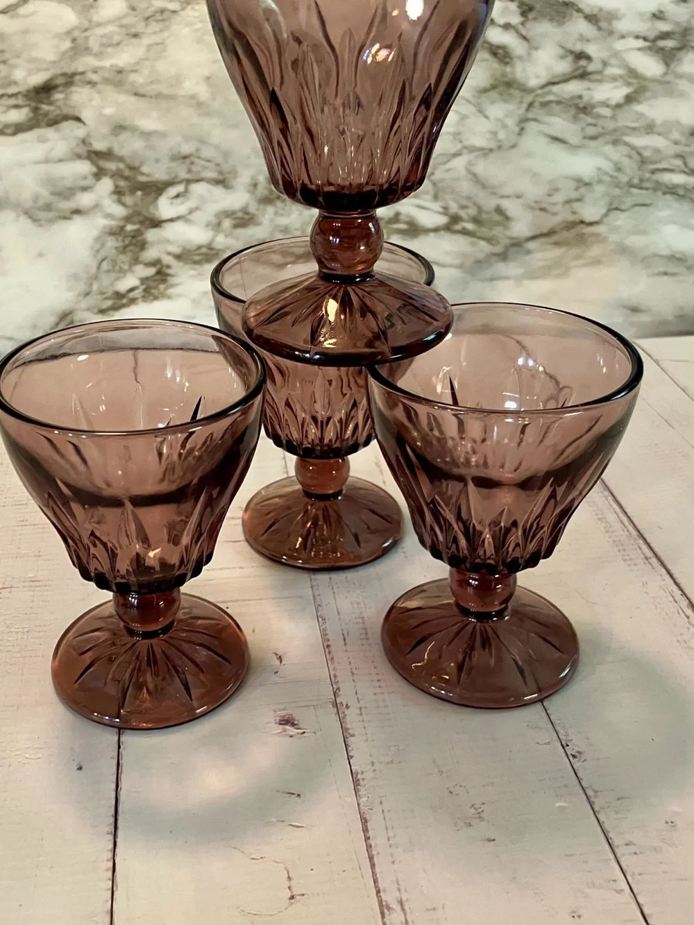 Hazel Atlas Moroccan Amethyst Glass Juice Goblets 4